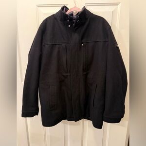 Michael Kors Black women’s wool blend coat zip & snap closure four front pockets